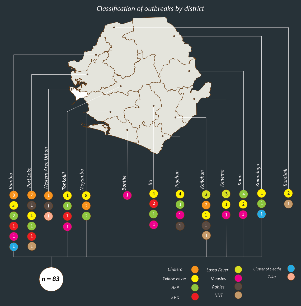 Data visualization of disease outbreak patterns